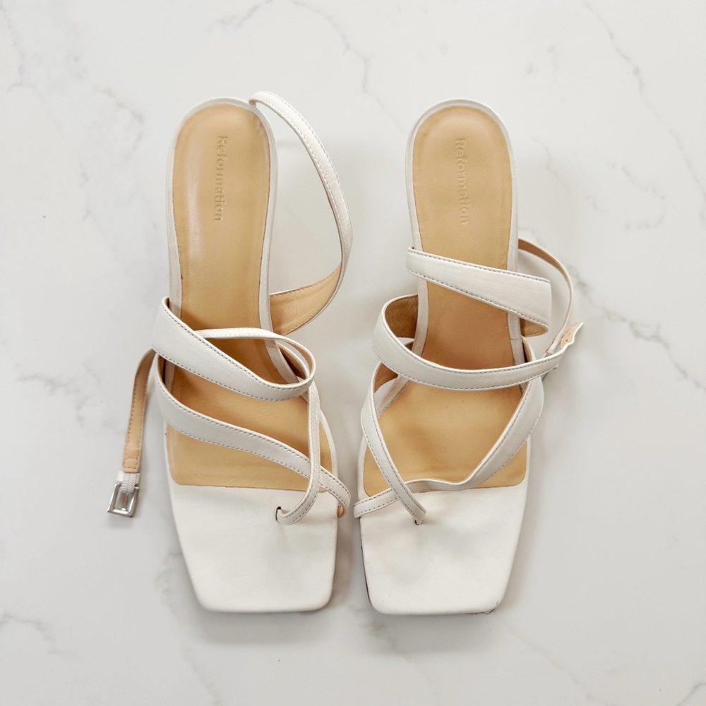 Reformation Stella Kitten Heel White